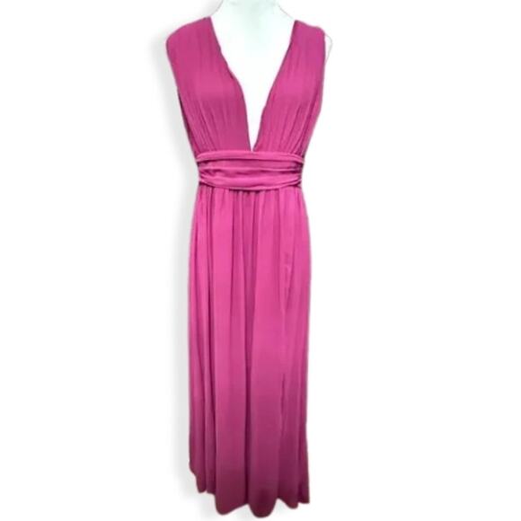 Love By Design Georgette Maxi Dress Plunge V Neck Sleeveless Purple W Large NWT - Picture 2 of 8